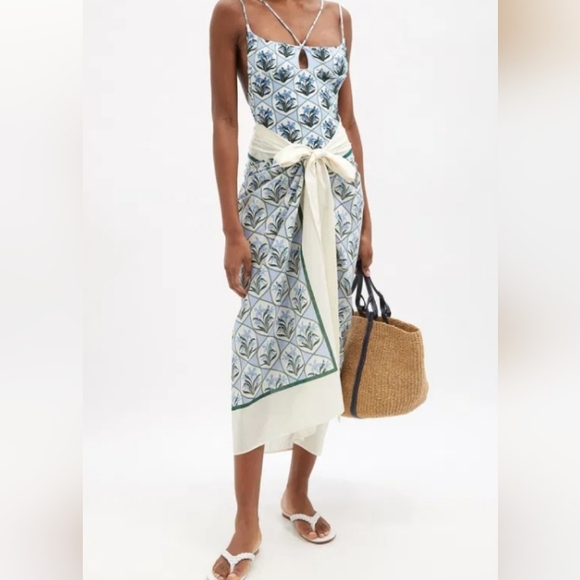 Agua By Agua Bendita Lavanda Floral Cotton Silk Voile Pareo/Sarong OS - Picture 15 of 15